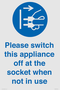 Please switch this appliance off at the socket when not in use